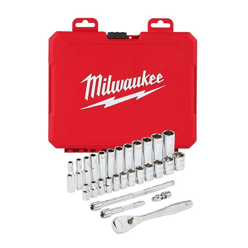 Milwaukee 48-22-9504 1/4 Drive 28 Piece Ratchet & Socket Set – Metric
