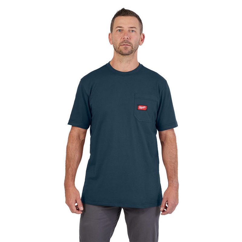 Milwaukee 605BL GRIDIRON Pocket T-Shirt – Short Sleeve Blue