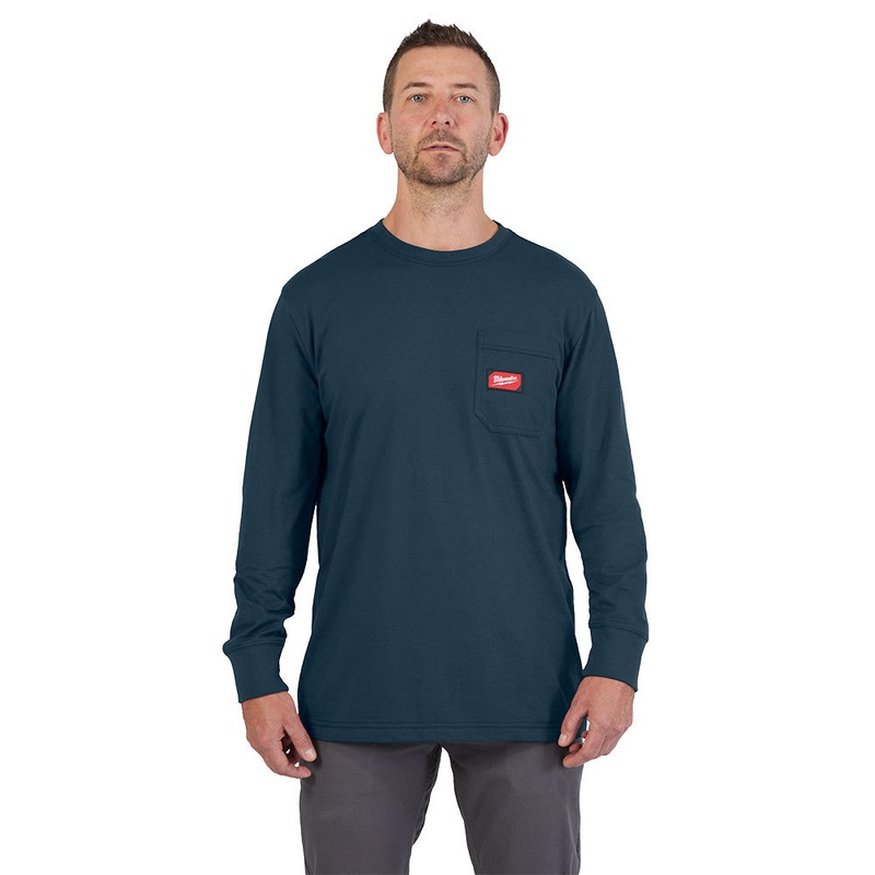 Milwaukee 606BL GRIDIRON Pocket T-Shirt – Long Sleeve Blue