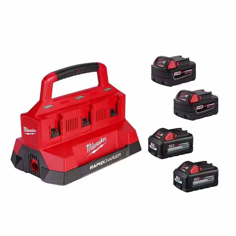 Milwaukee 48-59-1865POC M18 PACKOUT Six Bay Rapid Charger Kit w/ (2) M18 HIGH OUTPUT XC6.0s & (2) M18 REDLITHIUM XC5.0s