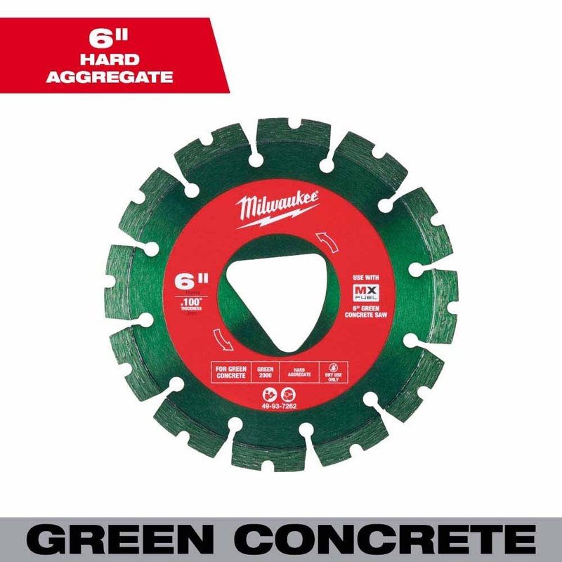 Milwaukee 49-93-7262 Green 6 x .100 Diamond Blade for Green Concrete