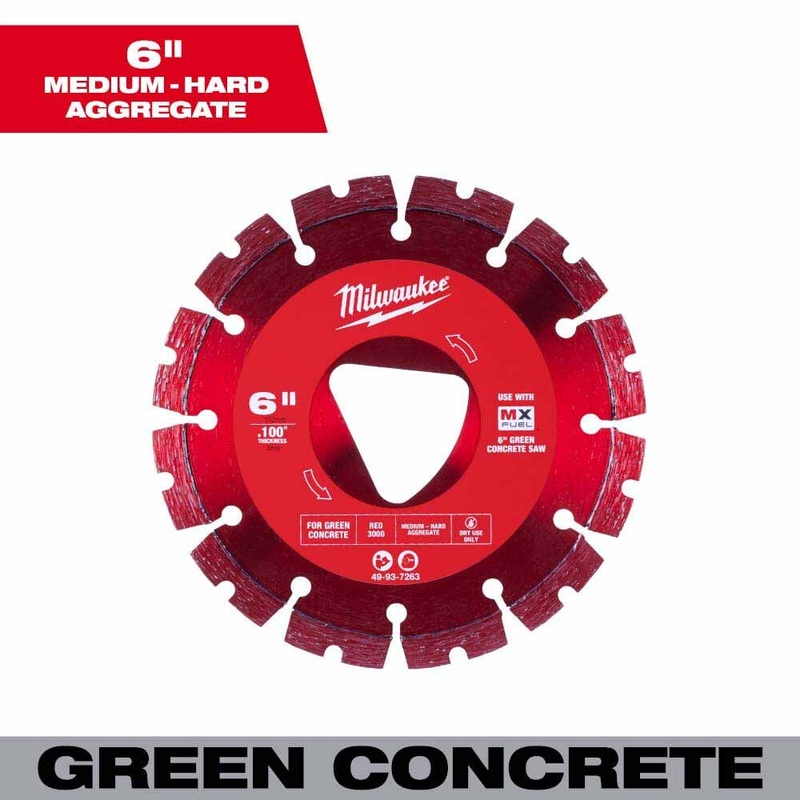 Milwaukee 49-93-7263 Red 6 x .100 Diamond Blade for Green Concrete