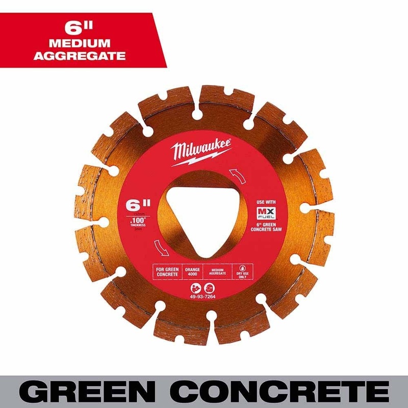 Milwaukee 49-93-7264 Orange 6 x .100 Diamond Blade for Green Concrete