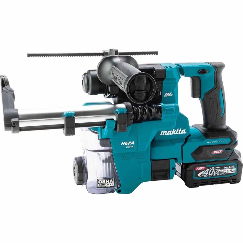 Makita GRH10D1W 40V max XGT Brushless Cordless 13/16 SDS-PLUS AVT Rotary Hammer Kit w/Dust Extractor, AFT, AWS Capable (2.5Ah)