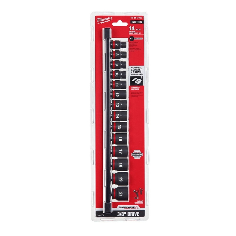Milwaukee 49-66-7007 14PC SHOCKWAVE Impact Duty  3/8 Drive Metric Standard 6 Point Socket Set