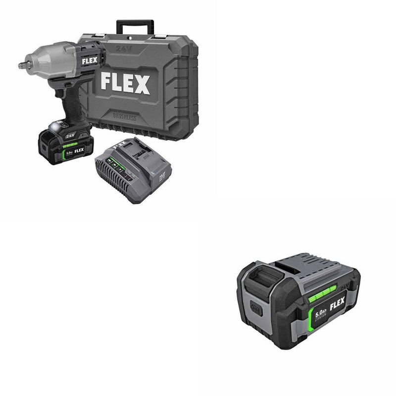 Flex FX1471-1C 24V 1/2 Impact Wrench Kit W/ FREE FX0121-1 24V 5.0Ah Battery