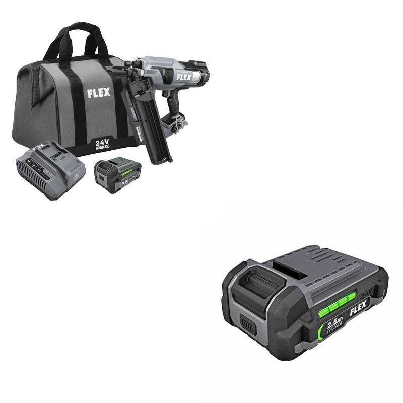 Flex FX4351A-1C 24V 21 Framing Nailer Kit W/ FREE FX0111-1 24V 2.5Ah Battery