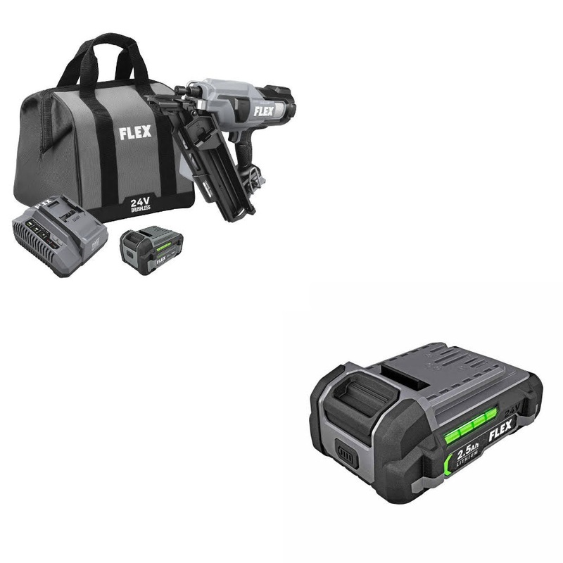 Flex FX4351B-1C 24V 30 Framing Nailer Kit W/ FREE FX0111-1 24V 2.5Ah Battery