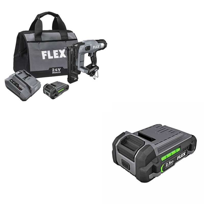 Flex FX4511-1A 18Ga 1/4 Crown Stapler Kit W/ FREE FX0111-1 24V 2.5Ah Battery