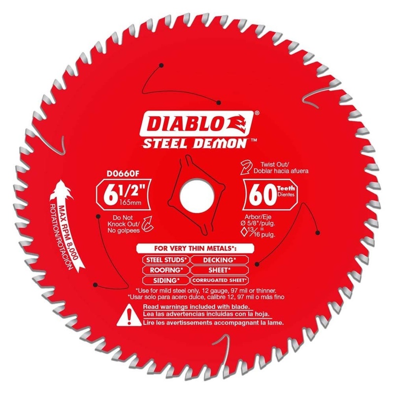 Diablo D0660FA 6-1/2 x 60-Tooth Steel Demon Saw Blade for Very Thin Mild Steels – Fast, Accurate Cuts in Mild Steel