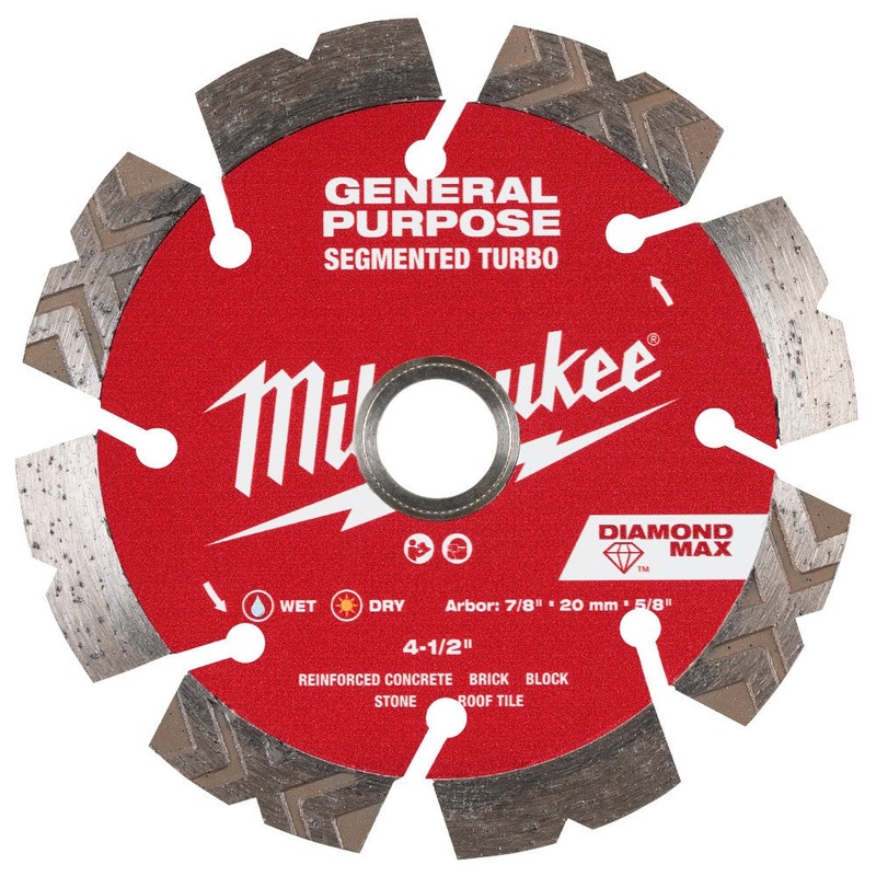 Milwaukee 49-93-9004 4-1/2 DIAMOND MAX Segmented Turbo, General Purpose Diamond Blade