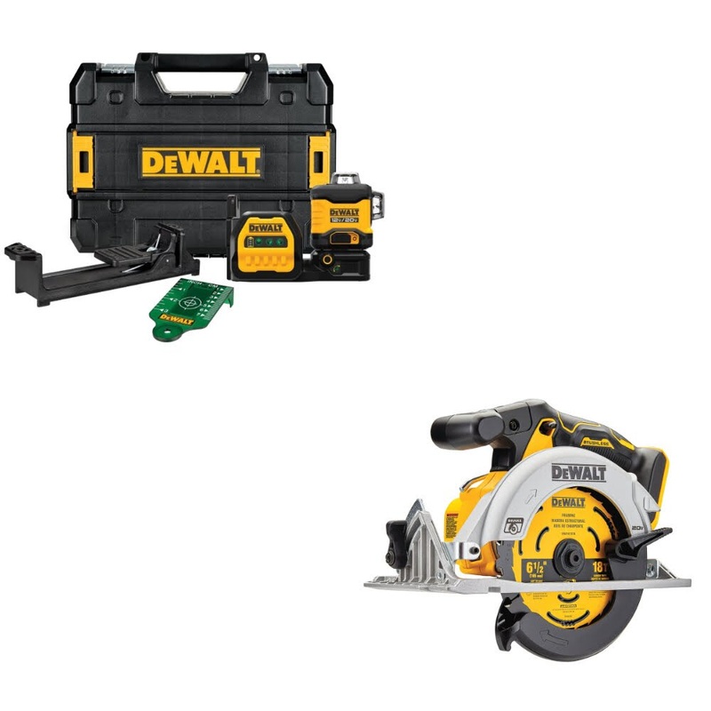 DEWALT DCLE34030G 20V/12V Laser Kit W/ FREE DCS565B 20V MAX Circ Saw, 6-1/2