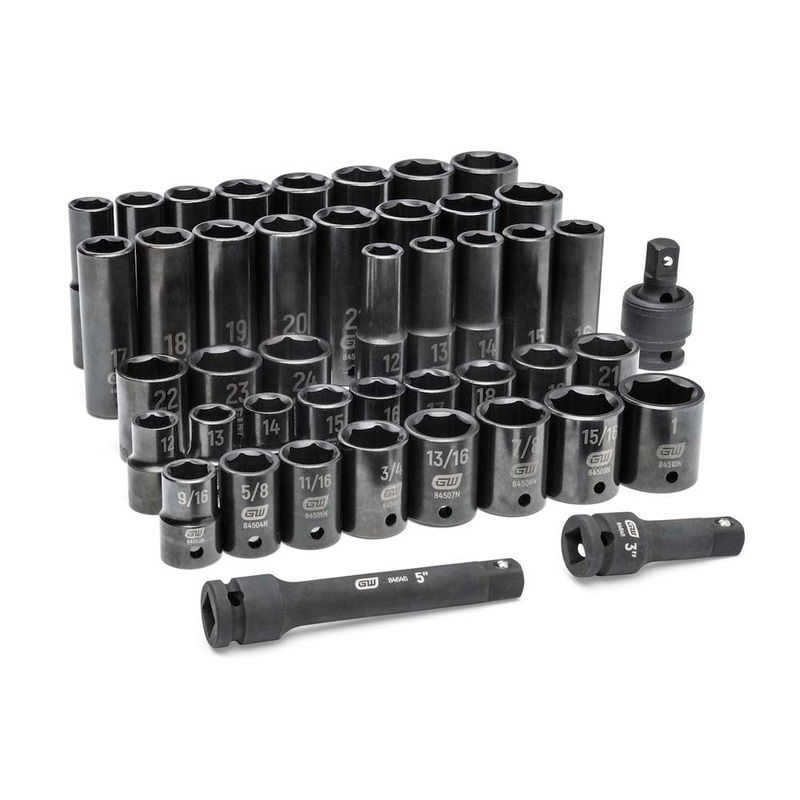 GearWrench 89094 44 Piece 1/2 Drive 6 Point Standard/Deep SAE/Metric Impact Socket Set