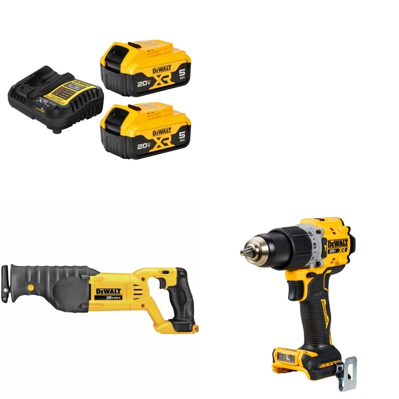 DeWalt DCB205-2C 20V Starter Kit W/ FREE DCS380B 20V Recip Saw & Drill/Driver