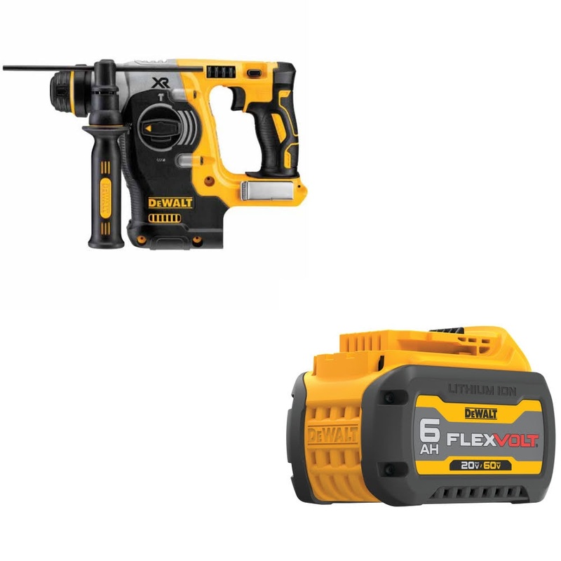 DeWalt DCH273B 20V MAX 1 Rotary Hammer W/ FREE DCB606 20/60V MAX 6.0Ah Battery