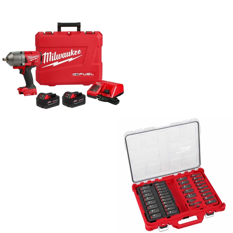 Milwaukee 2863-22R M18 FUEL Impact Wrench Kit W/ FREE 49-66-6805 36Pc Socket Set