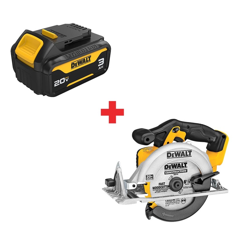 DeWalt DCB200 20V MAX Battery Pack (3.0 Ah) W/ DCS391B 20V MAX 6-1/2 Circ Saw