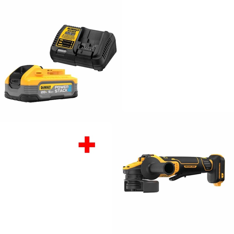 DeWalt DCBP520C 20V Max PowerStack Starter Kit w/ FREE DCG416B 20V Angle Grinder