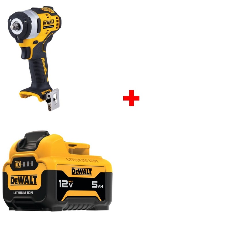 DeWalt DCF903B 12V MAX* 3/8 Impact Wrench, Bare w/ FREE DCB126 5Ah BATTERY