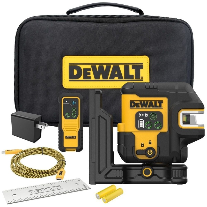 DeWalt  DCLE14221G USB Rechargeable Green 2 Spot and Cross Line Laser Kit