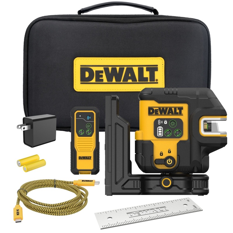 DeWalt  DCLE14251G USB Rechargeable Green 5 Spot and Cross Line Laser Kit