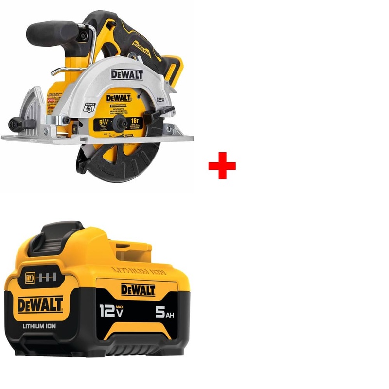 DeWalt DCS512B XTREMETM 12V MAX* 5-3/8 Circular Saw w/ FREE DCB126 5Ah BATTERY
