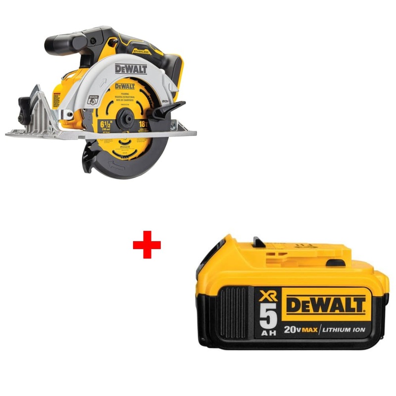 DeWalt DCS565B 20V MAX Circ Saw, 6-1/2, Bare w/ FREE DCB205 20V Battery Pack
