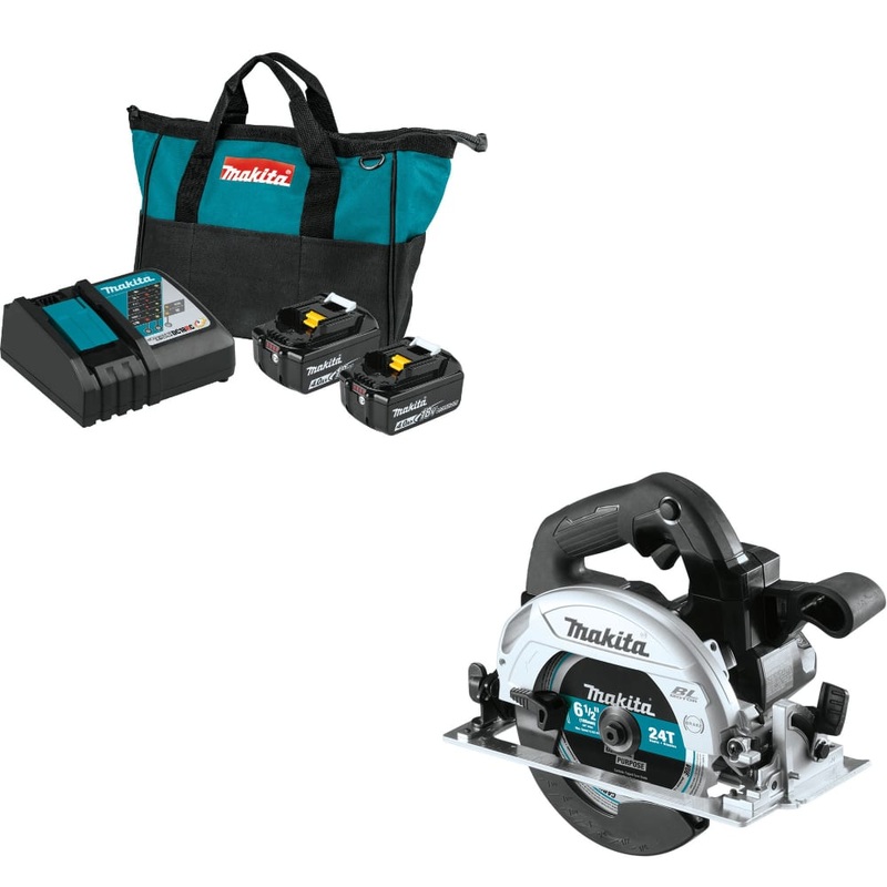 Makita BL1840BDC2 18V LXT Starter Pack w/FREE XSH04ZB 6-1/2 Circular Saw