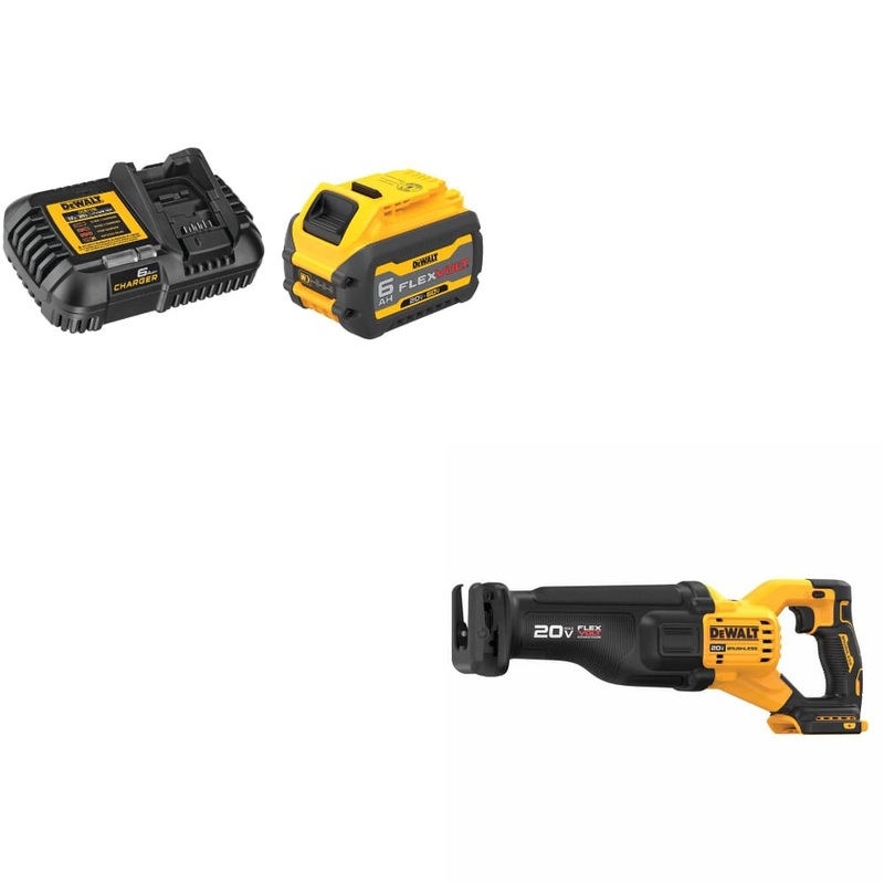 DeWalt DCB606C FLEXVOLT 20V/60V Starter Kit (6 Ah) W/ DCS386B 20V MAX Recip Saw