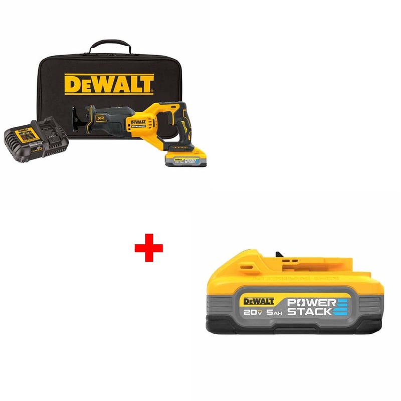 DeWalt DCS382H1 20V Max XR Recip Saw Kit w/ FREE DCBP520 20V PowerStack Battery