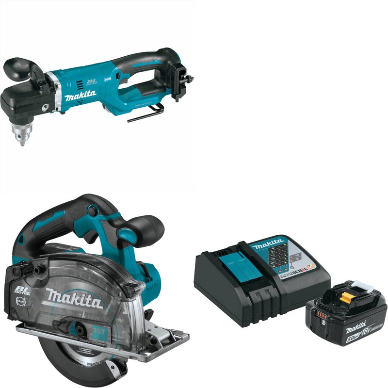 Makita XAD05Z 18V LXT 1/2 Angle Drill W/ XSC04Z 18V Saw & FREE Starter Pack