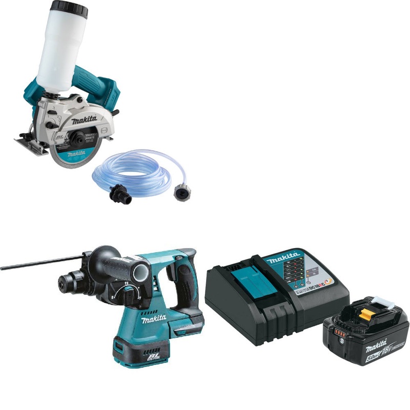 Makita XCC01Z 18V LXT 5 Saw W/ XRH01Z 18V Rotary Hammer & FREE Starter Pack