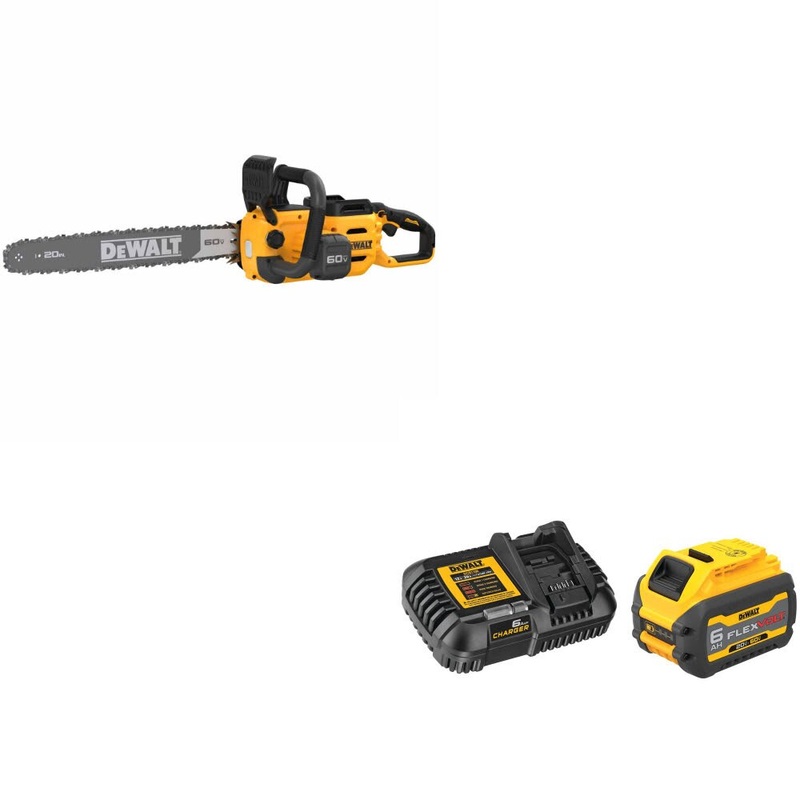 DeWalt DCCS677B 60V MAX 20 Chainsaw W/ DCB606C FLEXVOLT 20V/60V MAX Starter Kit