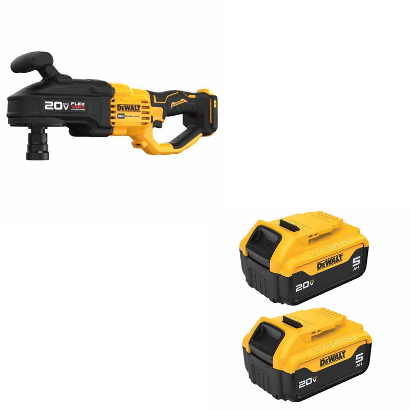DeWalt DCD445B 20V MAX 7/16 Stud & Joist Drill W/ DCB205-2 20V MAX Battery, 2Pk