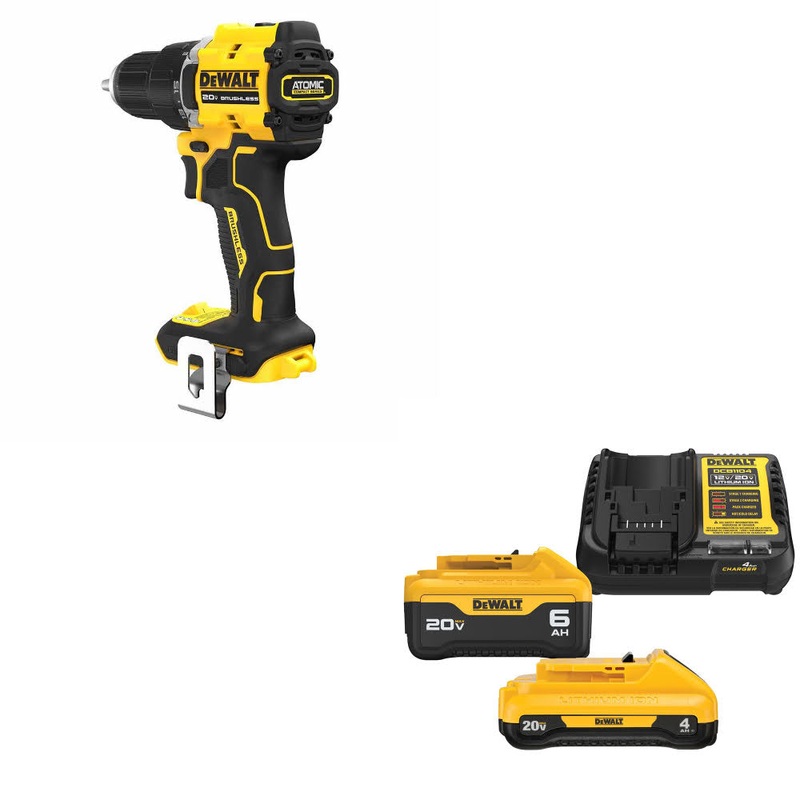 DeWalt DCD794B ATOMIC 1/2 Drill/Driver, Bare W/ DCB2460C 20V MAX Starter Kit
