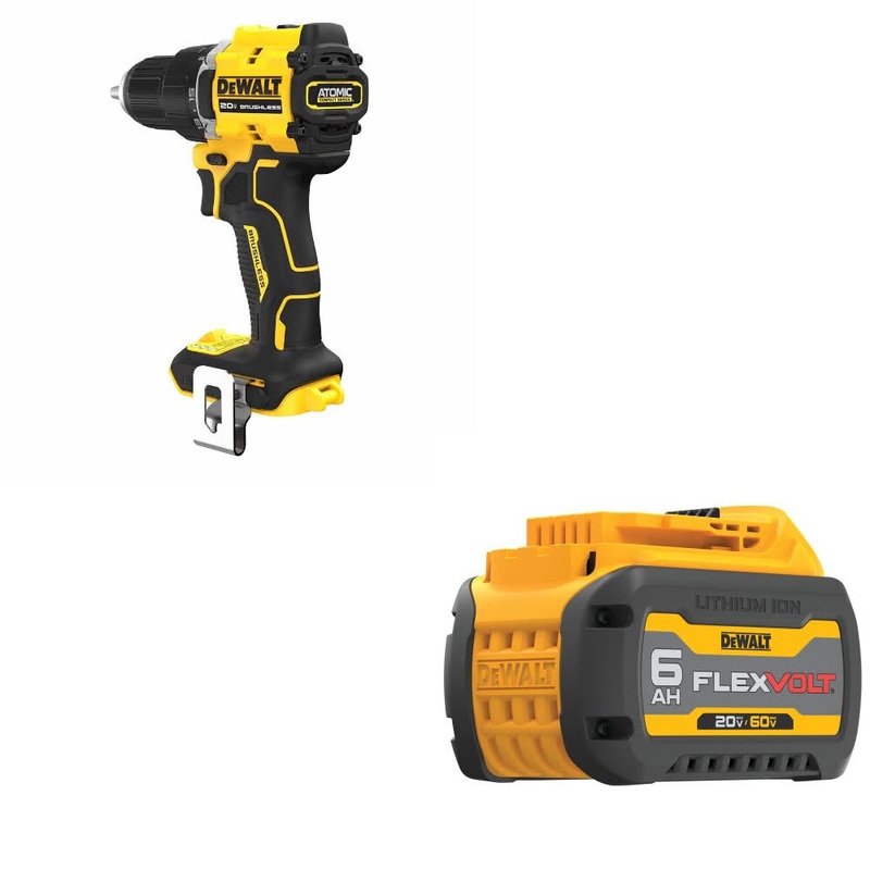 DeWalt DCD794B ATOMIC 1/2 Drill/Driver, Bare W/ DCB606 20/60V MAX 6.0Ah Battery