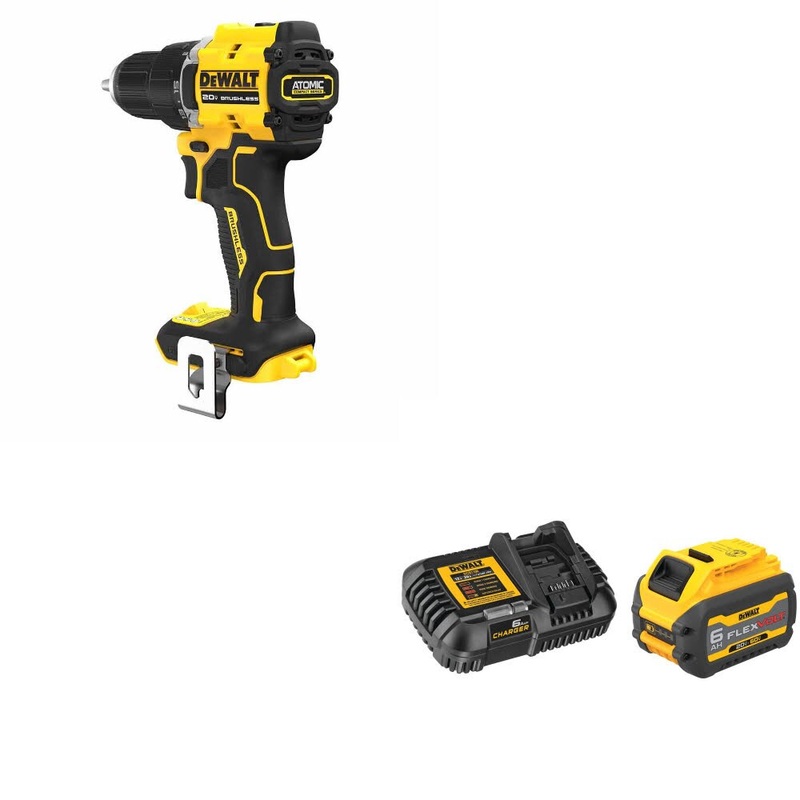 DeWalt DCD794B ATOMIC 1/2 Drill/Driver, Bare W/ DCB606C 20V/60V MAX Starter Kit