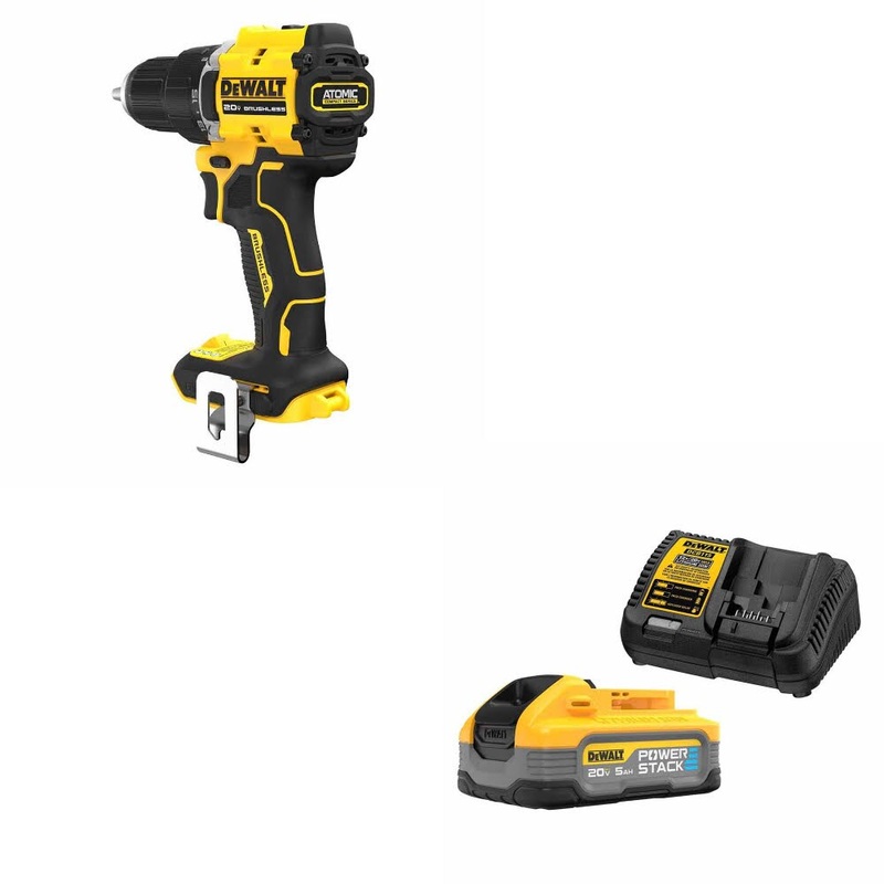 DeWalt DCD794B ATOMIC 1/2 Drill/Driver, Bare W/ DCBP520C 20V Max Starter Kit