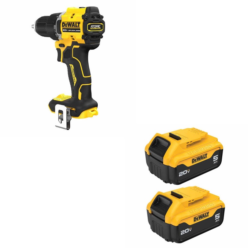 DeWalt DCD794B ATOMIC 1/2 Drill/Driver W/ DCB205-2 20V MAX 5Ah Battery 2-Pack