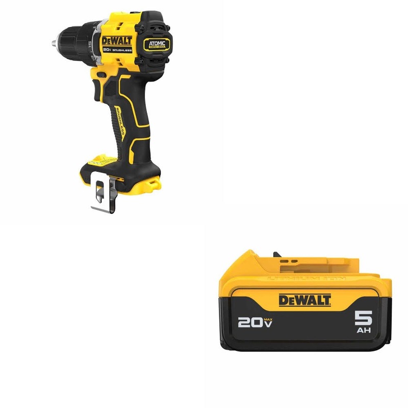 DeWalt DCD794B ATOMIC 1/2 Drill/Driver W/ DCB205 20V MAX XR 5.0Ah Battery Pack