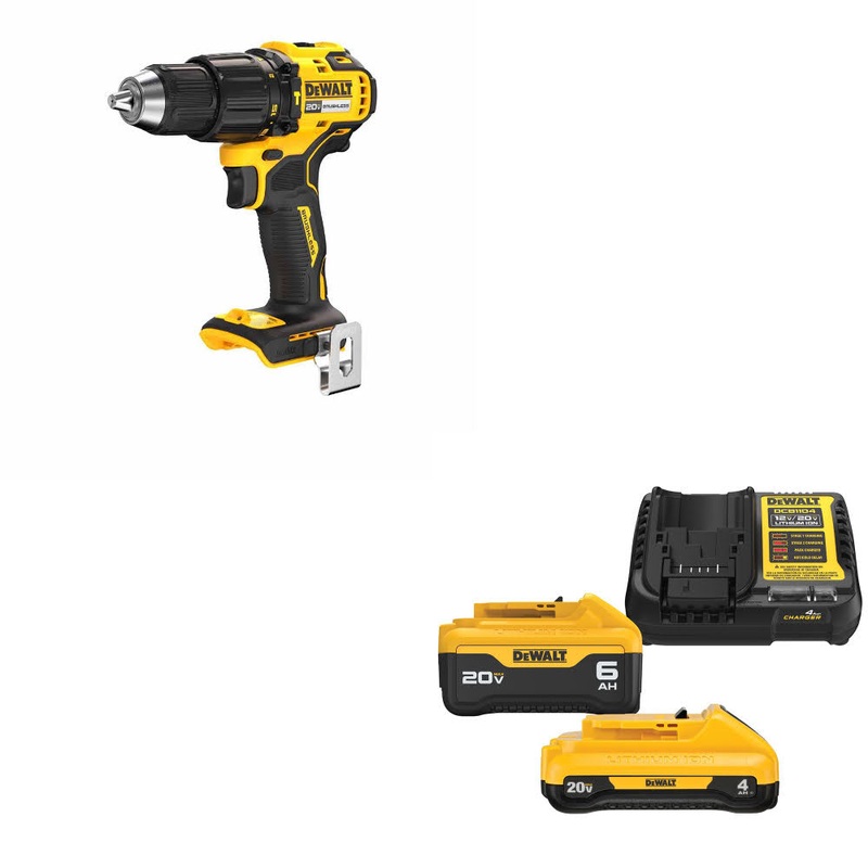 DeWalt DCD798B 20V MAX 1/2 Hammer Drill, Bare W/ DCB2460C 20V MAX Starter Kit