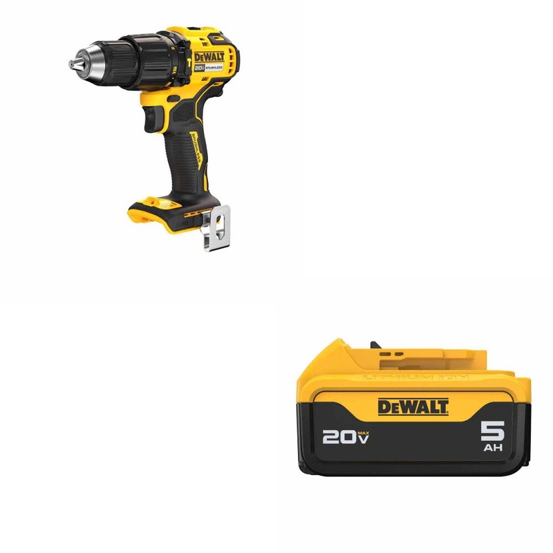 DeWalt DCD798B 20V MAX 1/2 Hammer Drill W/ DCB205 20V MAX XR 5Ah Battery Pack