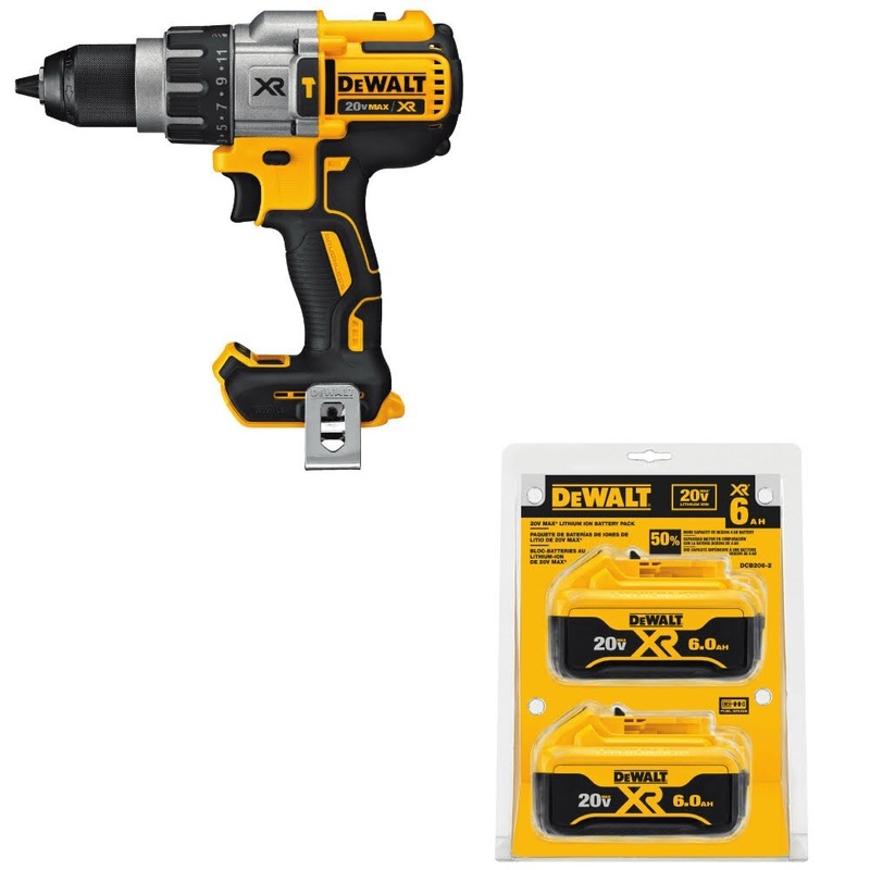 DeWalt DCD996B 20V MAX XR Hammerdrill, Bare W/ DCB206-2 20V MAX XR Battery, 2Pk