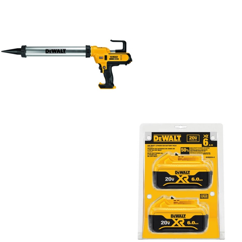 DeWalt DCE580B 20V 600ml Adhesive Gun, Bare W/ DCB206-2 20V MAX XR Battery, 2Pk