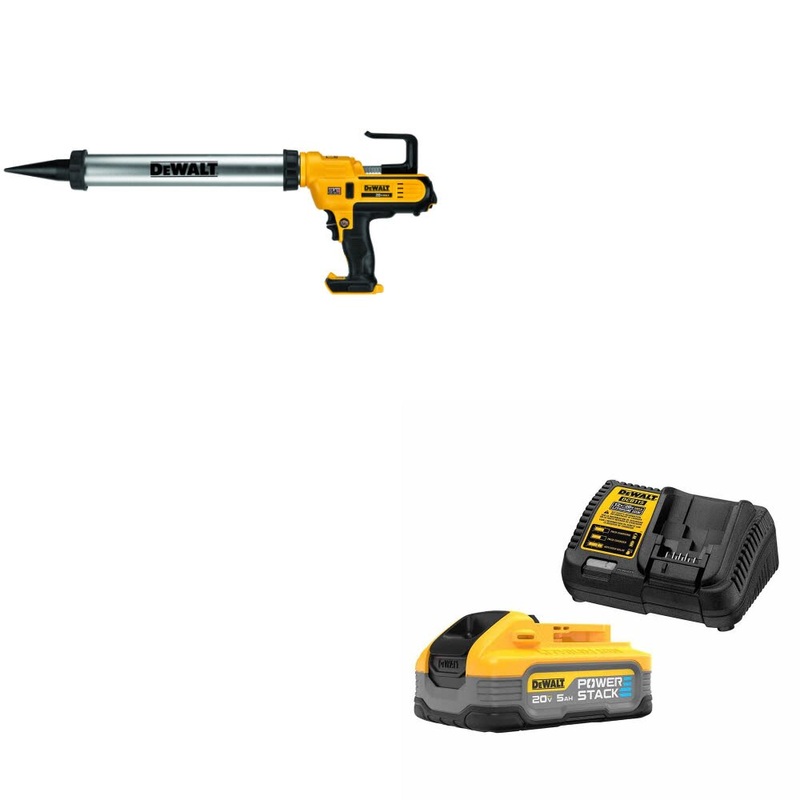 DeWalt DCE580B 20V 600ml Adhesive Gun, Bare W/ DCBP520C 20V Max 5Ah Starter Kit