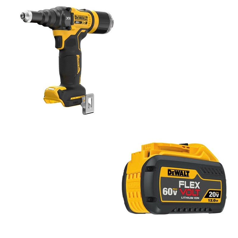 DeWalt DCF403B 20V MAX XR 3/16 Rivet Tool, Bare W/ DCB612 20V/60V MAX Battery