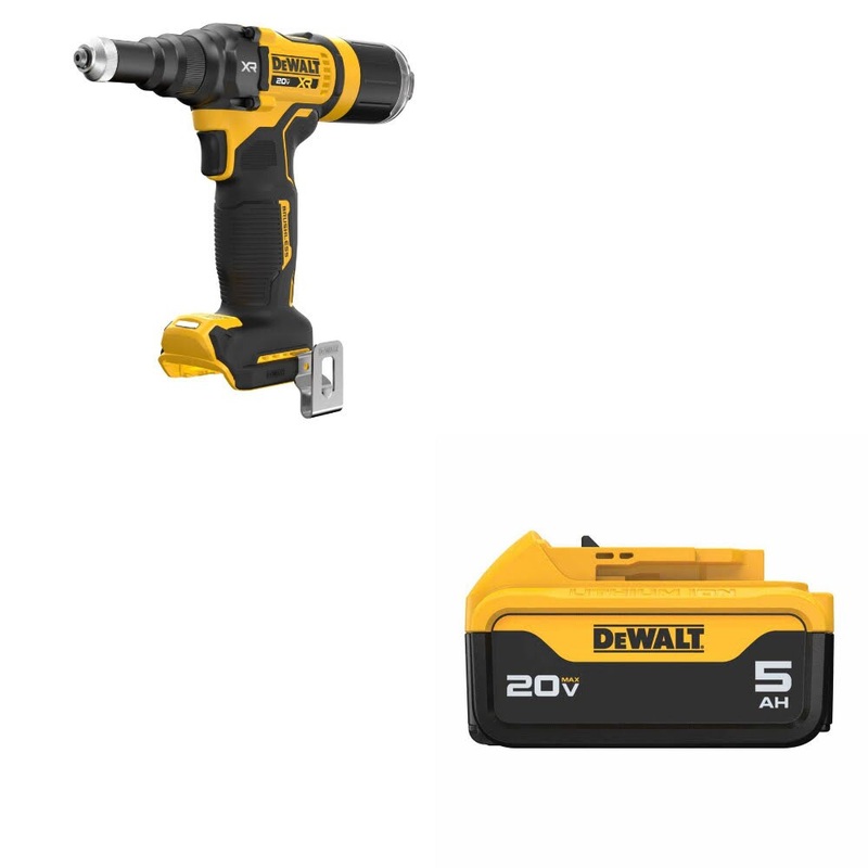 DeWalt DCF403B 20V MAX XR 3/16 Rivet Tool W/ DCB205 20V MAX XR Battery Pack