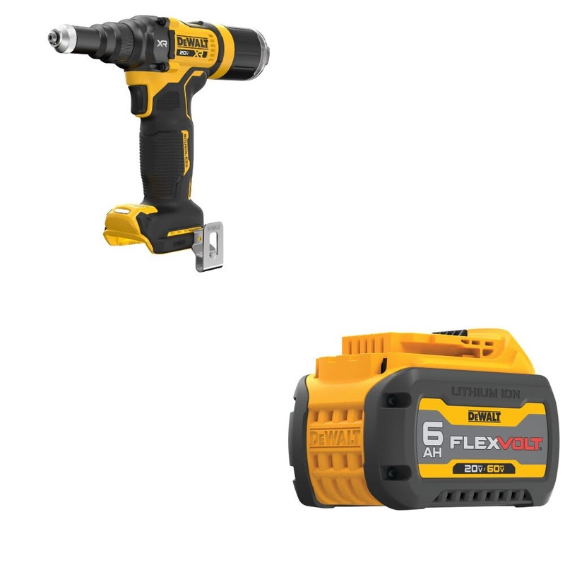 DeWalt DCF403B 20V MAX XR 3/16 Rivet Tool W/ DCB606 20/60V MAX 6.0Ah Battery
