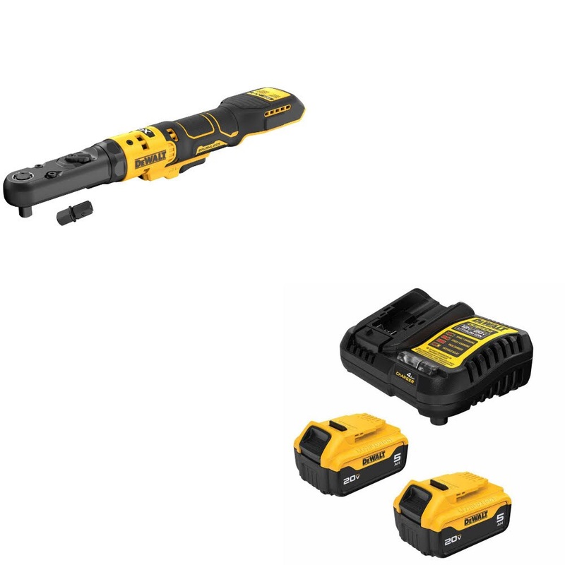 DeWalt DCF510B 20V XR BL RATCHET, Bare W/ DCB205-2C 20V MAX 5Ah Battery Kit