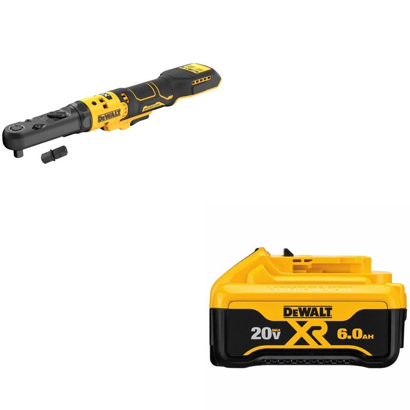 DeWalt DCF510B 20V XR BL RATCHET, Bare W/ DCB206 20V MAX 6.0Ah Battery Pack